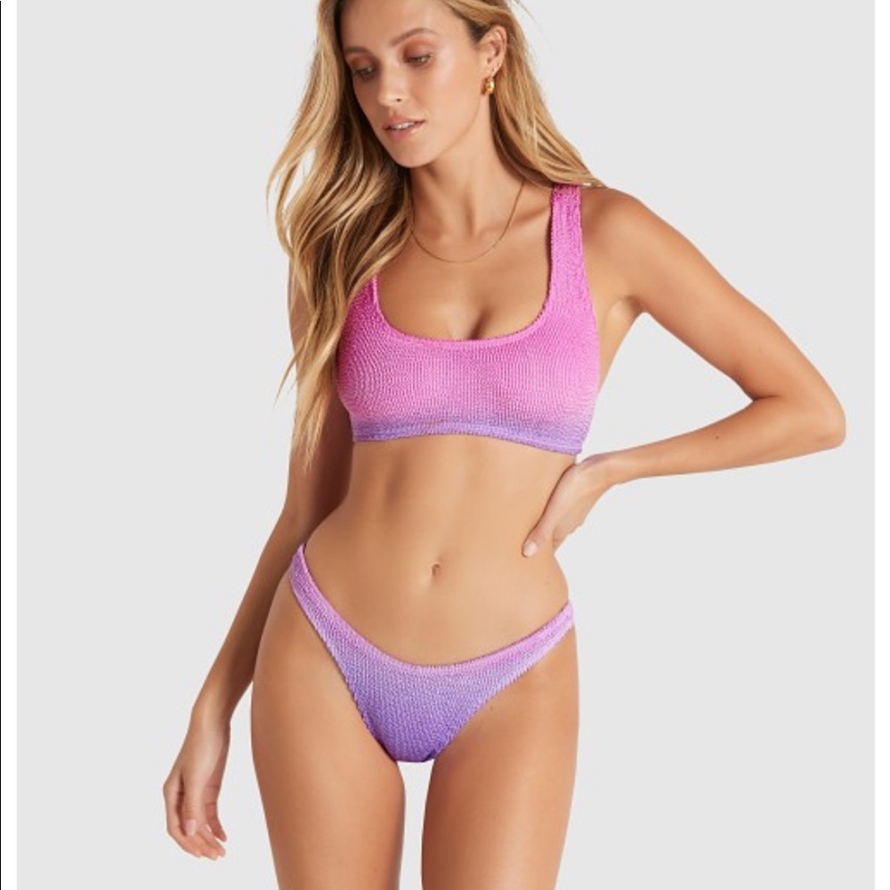 bond-eye Pink to Purple Ombre Smocked Bikini Set